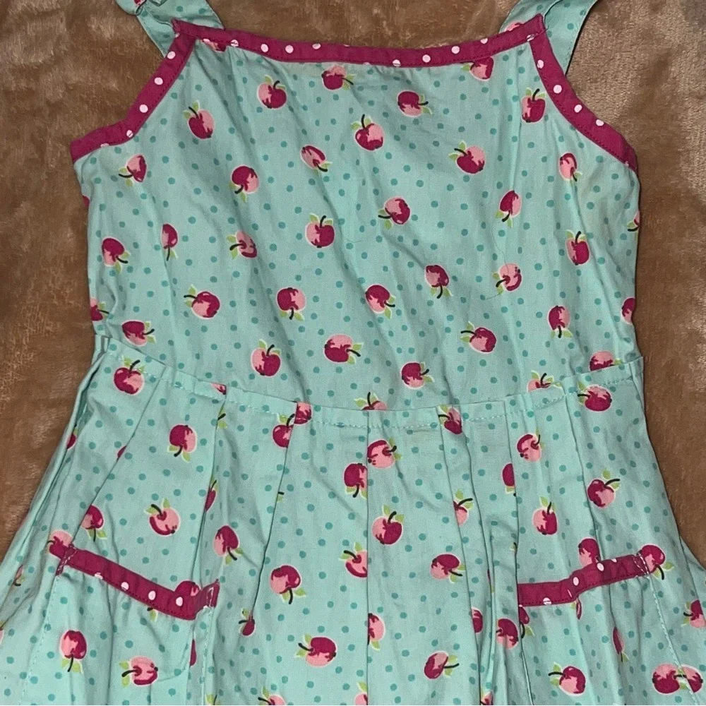 Gymboree Girls Aqua Pink Candy Apple Polka Dot Sun Dress Size 8 Vintage 2007